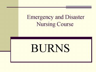 Emergency and Disaster Nursing Course