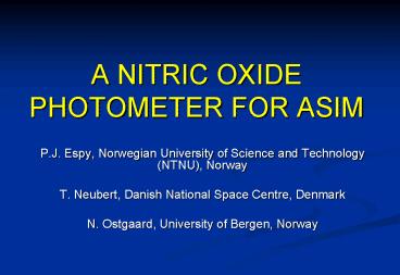 A NITRIC OXIDE PHOTOMETER FOR ASIM