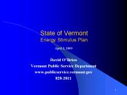 State of Vermont Energy Stimulus Plan