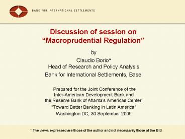 Discussion of session on Macroprudential Regulation