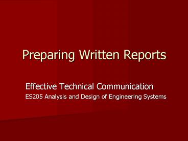 Preparing Written Reports