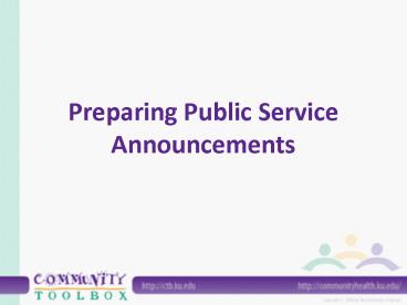 Preparing Public Service Announcements