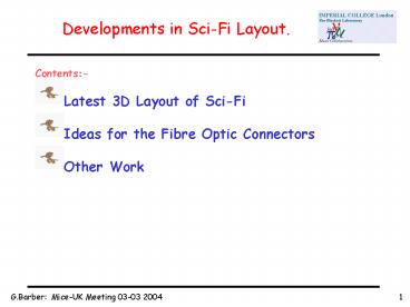 Developments in SciFi Layout'