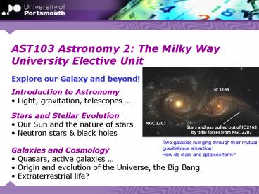 AST103 Astronomy 2: The Milky Way