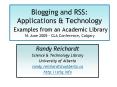 Blogging and RSS: Applications PowerPoint PPT Presentation