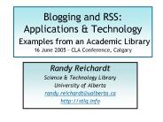 Blogging and RSS: Applications