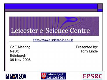 CoE Meeting NeSC, Edinburgh 06-Nov-2003