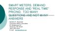 SMART METERS, DEMAND RESPONSE AND REAL TIME PRICING: TOO MANY QUESTIONS AND NOT MANY ANSWERS