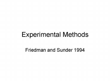 Experimental Methods
