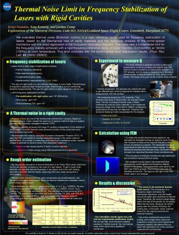 Thermal Noise Limit in Frequency Stabilization of Lasers with Rigid Cavities