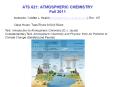 ATS 621: ATMOSPHERIC CHEMISTRY Fall 2011 PowerPoint PPT Presentation