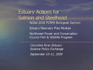 Estuary Actions for Salmon and Steelhead