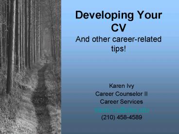 Developing Your CV And other careerrelated tips