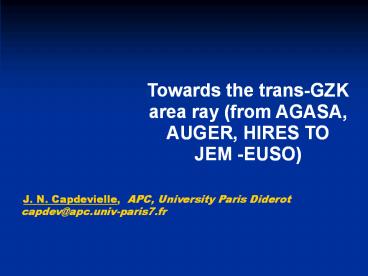 towards the trans-GZK area