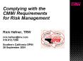 Complying with the CMMI Requirements for Risk Management PowerPoint PPT Presentation