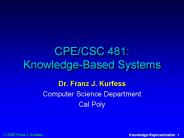 CPECSC 481: KnowledgeBased Systems