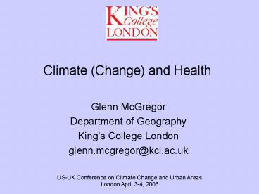 Climate Change and Health