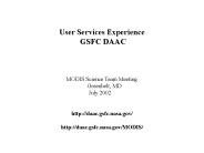 User Services Experience  GSFC DAAC