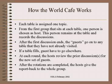 How the World Cafe Works