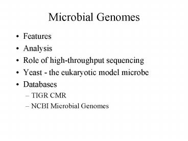 Microbial Genomes