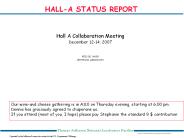 HALL-A STATUS REPORT