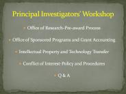 Principal Investigators' Workshop