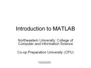 Introduction to MATLAB