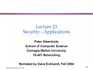 Lecture 23 Security Applications