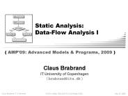 Static Analysis: Data-Flow Analysis I