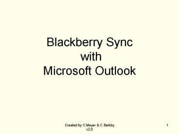Blackberry Sync with Microsoft Outlook