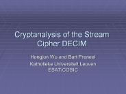 Cryptanalysis of the Stream Cipher DECIM