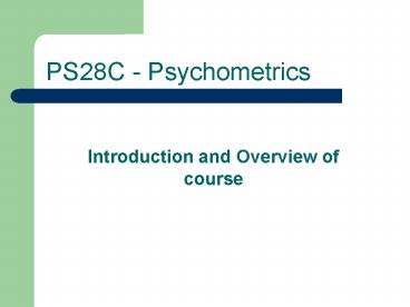 PS28C Psychometrics