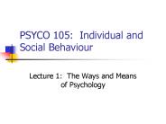PSYCO 105: Individual and Social Behaviour