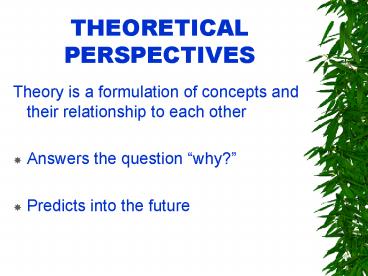THEORETICAL PERSPECTIVES