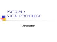 PSYCO 241:  SOCIAL PSYCHOLOGY