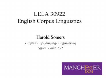 LELA 30922 English Corpus Linguistics