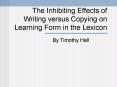 The Inhibiting Effects of Writing versus Copying on Learning Form in the Lexicon PowerPoint PPT Presentation