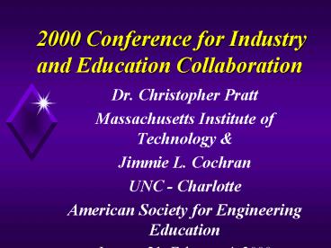 2000 Conference for Industry and Education Collaboration