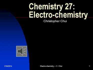 Chemistry 27: Electro-chemistry