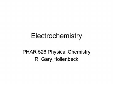 Electrochemistry