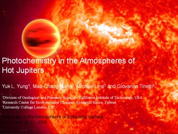 Photochemistry in the Atmospheres of