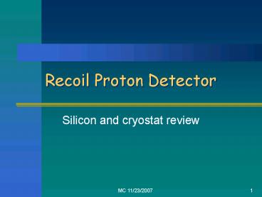 Recoil Proton Detector