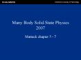 Many Body Solid State Physics 2007 PowerPoint PPT Presentation