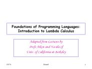 Foundations of Programming Languages: Introduction to Lambda Calculus