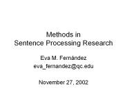 Methods in Sentence Processing Research