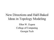 New Directions and HalfBaked Ideas in Topology Modeling