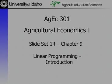 Agricultural Economics