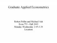 Graduate Applied Econometrics