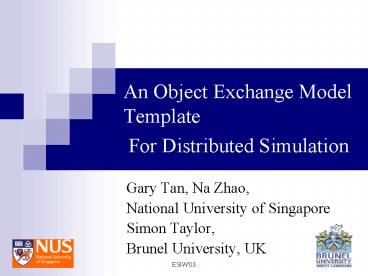 An Object Exchange Model Template For Distributed Simulation