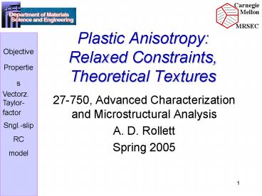 Plastic Anisotropy: Relaxed Constraints, Theoretical Textures